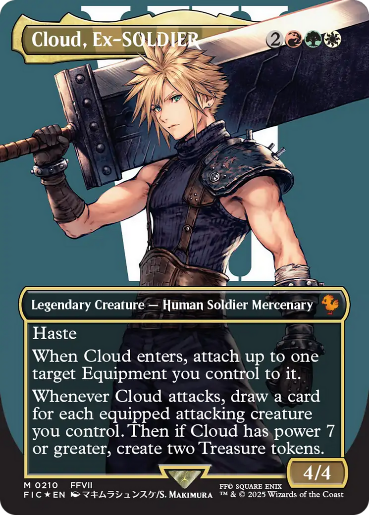 Cloud, Ex-SOLDIER (Borderless) (Surge Foil) [FINAL FANTASY Commander] | Deep Dive Games St. Marys