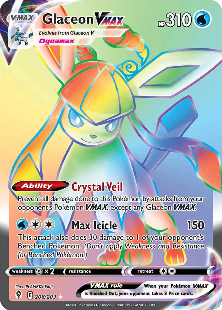 Glaceon VMAX (208/203) [Sword & Shield: Evolving Skies] | Deep Dive Games St. Marys