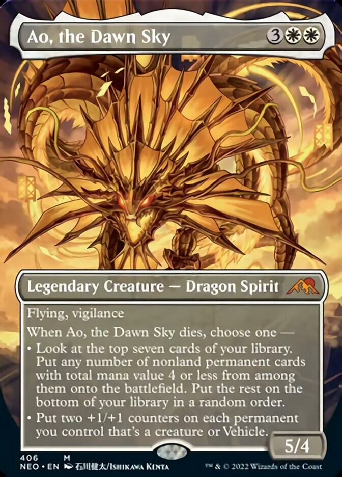 Ao, the Dawn Sky (Borderless Alternate Art) [Kamigawa: Neon Dynasty] | Deep Dive Games St. Marys