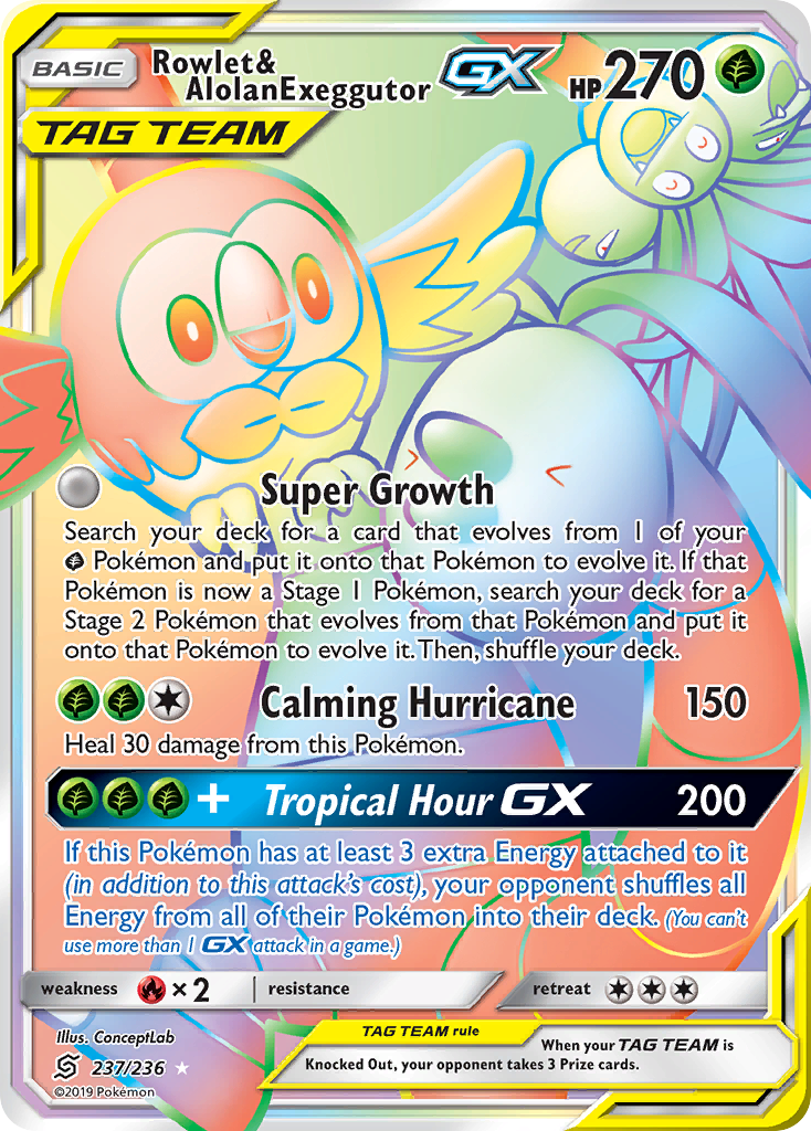 Rowlet & Alolan Exeggutor GX (237/236) [Sun & Moon: Unified Minds] | Deep Dive Games St. Marys