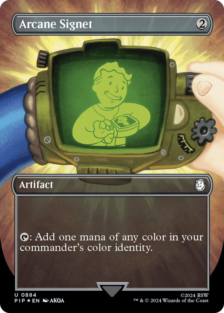 Arcane Signet (Borderless) (Surge Foil) [Fallout] | Deep Dive Games St. Marys