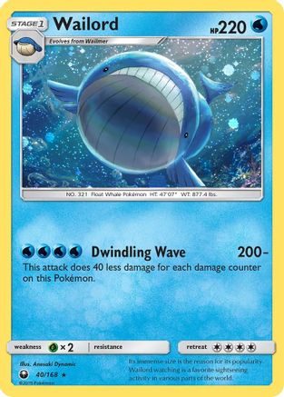 Wailord (40/168) (Cosmos Holo) [Sun & Moon: Celestial Storm] | Deep Dive Games St. Marys