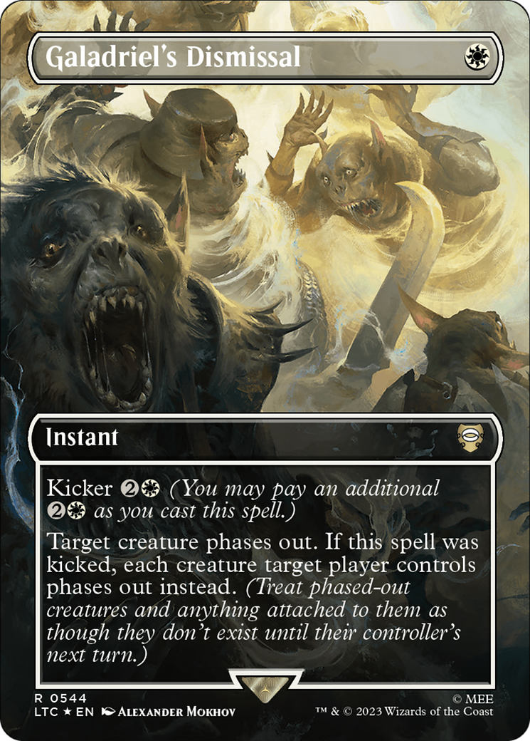 Galadriel's Dismissal (Borderless) (Surge Foil) [The Lord of the Rings: Tales of Middle-Earth Commander] | Deep Dive Games St. Marys