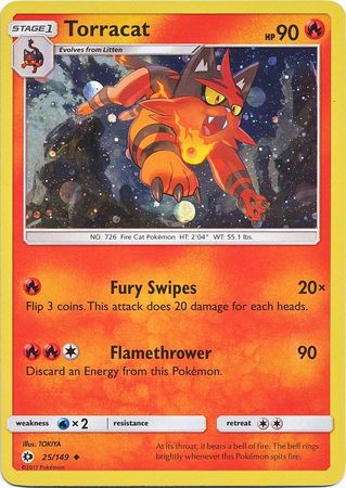 Torracat (25/149) (Cosmos Holo) [Sun & Moon: Base Set] | Deep Dive Games St. Marys