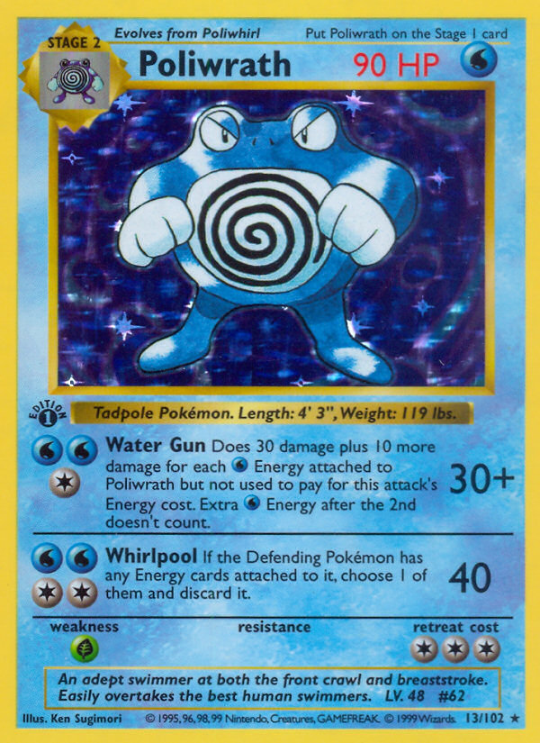 Poliwrath (13/102) (Shadowless) [Base Set 1st Edition] | Deep Dive Games St. Marys