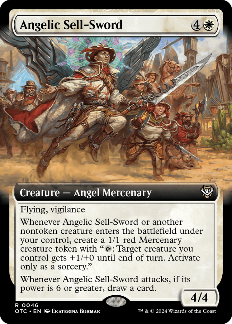 Angelic Sell-Sword (Extended Art) [Outlaws of Thunder Junction Commander] | Deep Dive Games St. Marys