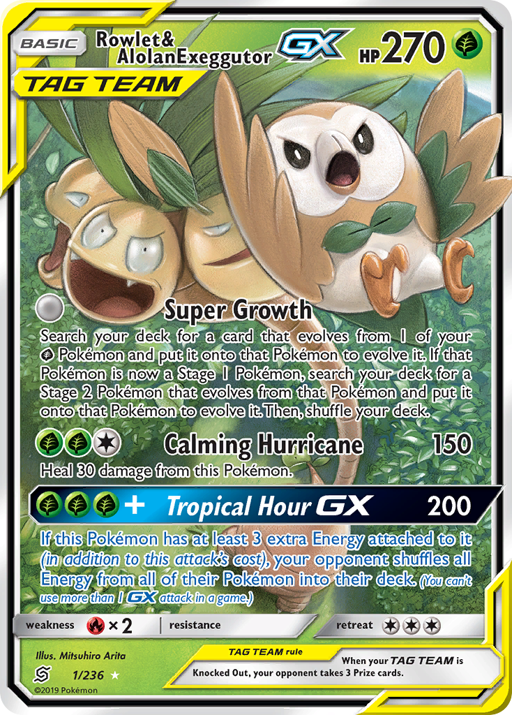 Rowlet & Alolan Exeggutor GX (1/236) [Sun & Moon: Unified Minds] | Deep Dive Games St. Marys