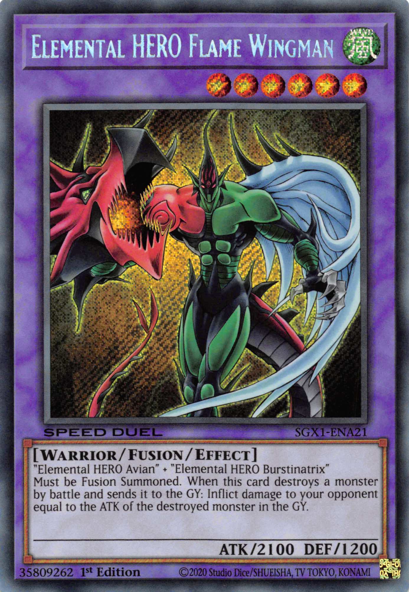 Elemental HERO Flame Wingman [SGX1-ENA21] Secret Rare | Deep Dive Games St. Marys