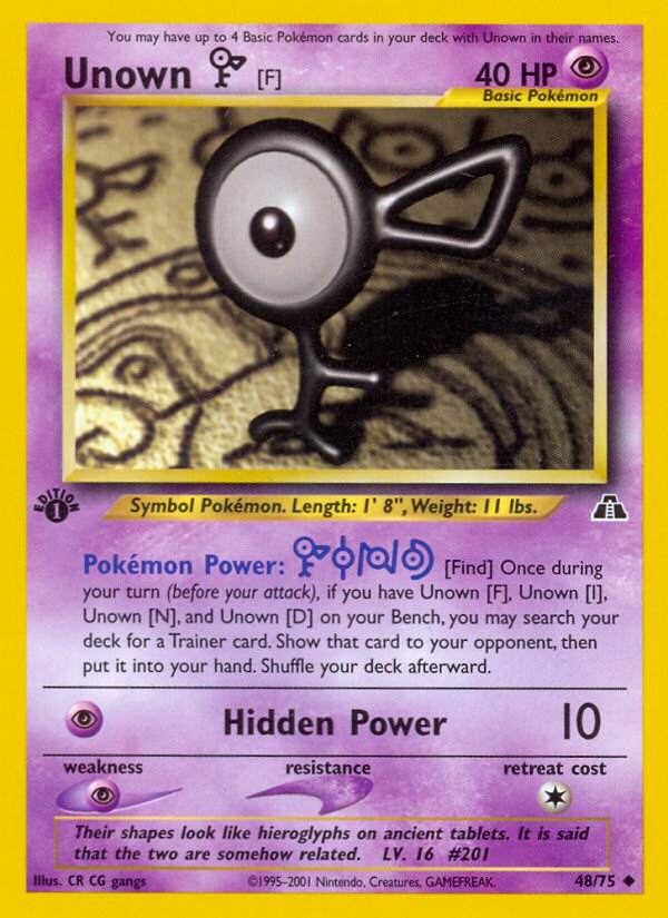 Unown [F] (48/75) [Neo Discovery 1st Edition] | Deep Dive Games St. Marys