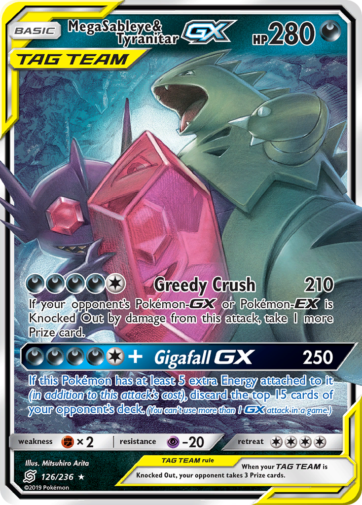 Mega Sableye & Tyranitar GX (126/236) [Sun & Moon: Unified Minds] | Deep Dive Games St. Marys