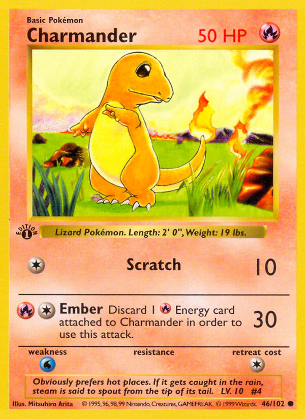 Charmander (46/102) (Shadowless) [Base Set 1st Edition] | Deep Dive Games St. Marys