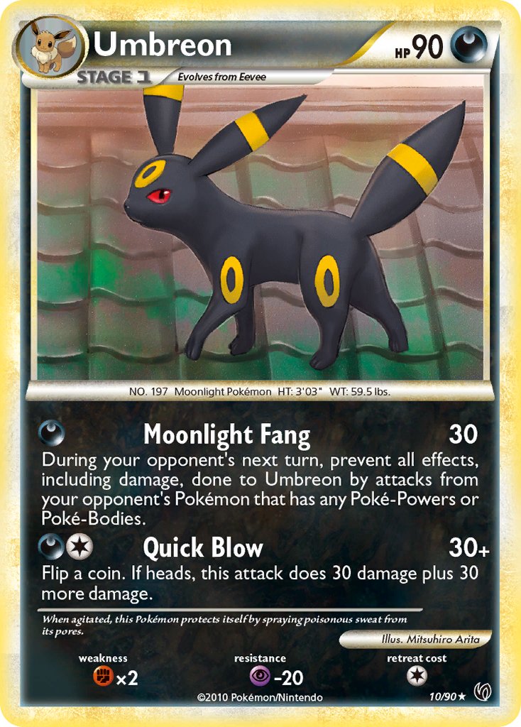 Umbreon (10/90) (Cracked Ice Holo) (Theme Deck Exclusive) [HeartGold & SoulSilver: Undaunted] | Deep Dive Games St. Marys