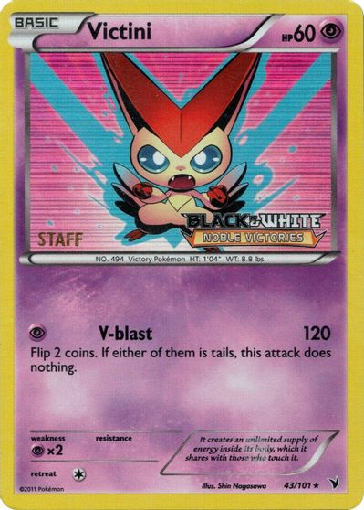 Victini (43/101) (Staff Prerelease Promo) [Black & White: Black Star Promos] | Deep Dive Games St. Marys