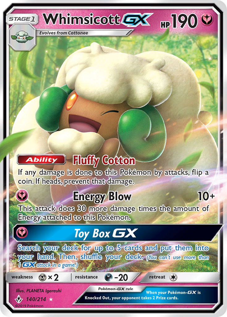 Whimsicott GX (140/214) [Sun & Moon: Unbroken Bonds] | Deep Dive Games St. Marys