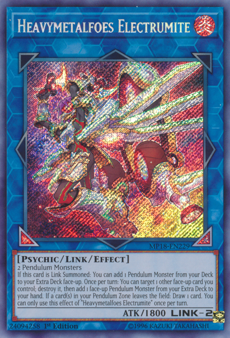 Heavymetalfoes Electrumite [MP18-EN229] Secret Rare | Deep Dive Games St. Marys