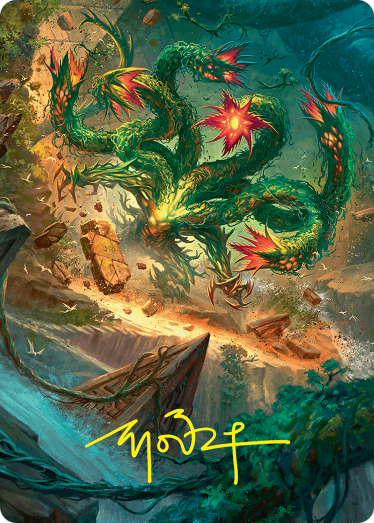 Mossborn Hydra Art Card (42/54) (Gold-Stamped Signature) [Foundations Art Series] | Deep Dive Games St. Marys