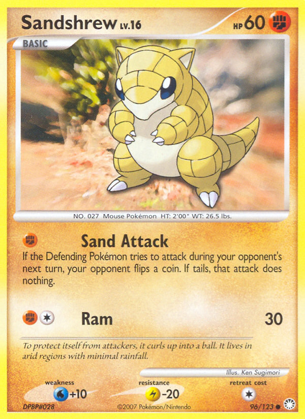 Sandshrew (96/123) [Diamond & Pearl: Mysterious Treasures] | Deep Dive Games St. Marys