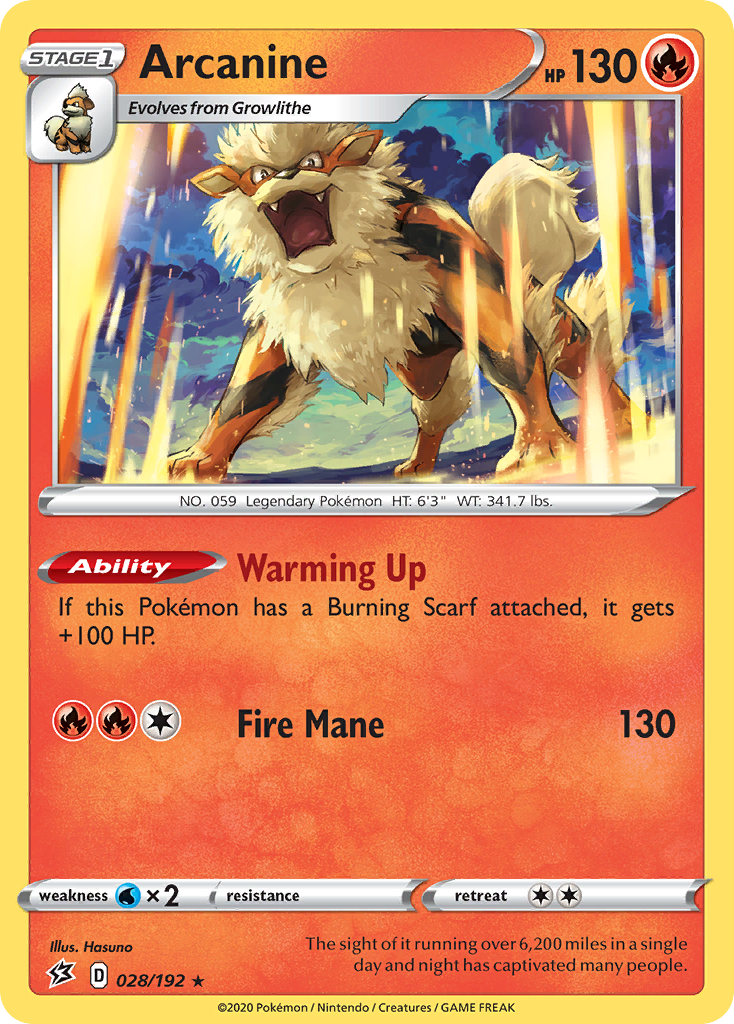 Arcanine (028/192) [Sword & Shield: Rebel Clash] | Deep Dive Games St. Marys