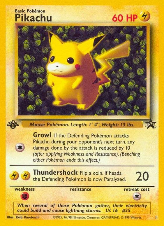 Pikachu (1) (1st Edition Misprint Promo) [Wizards of the Coast: Black Star Promos] | Deep Dive Games St. Marys