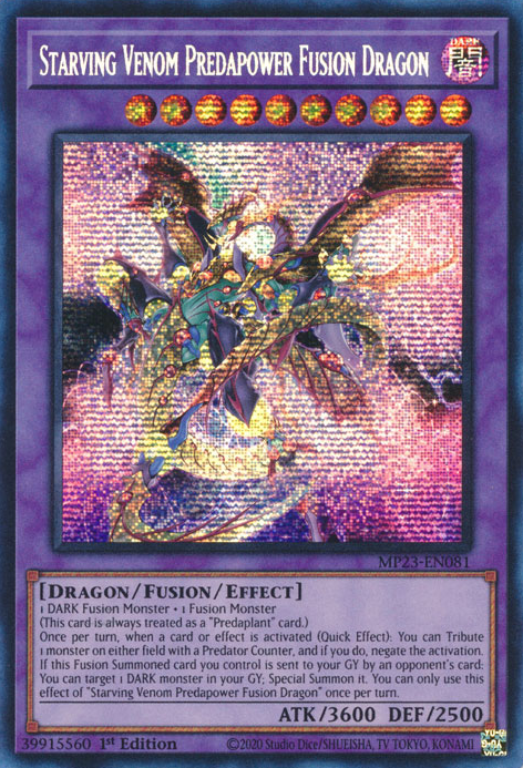 Starving Venom Predapower Fusion Dragon [MP23-EN081] Prismatic Secret Rare | Deep Dive Games St. Marys