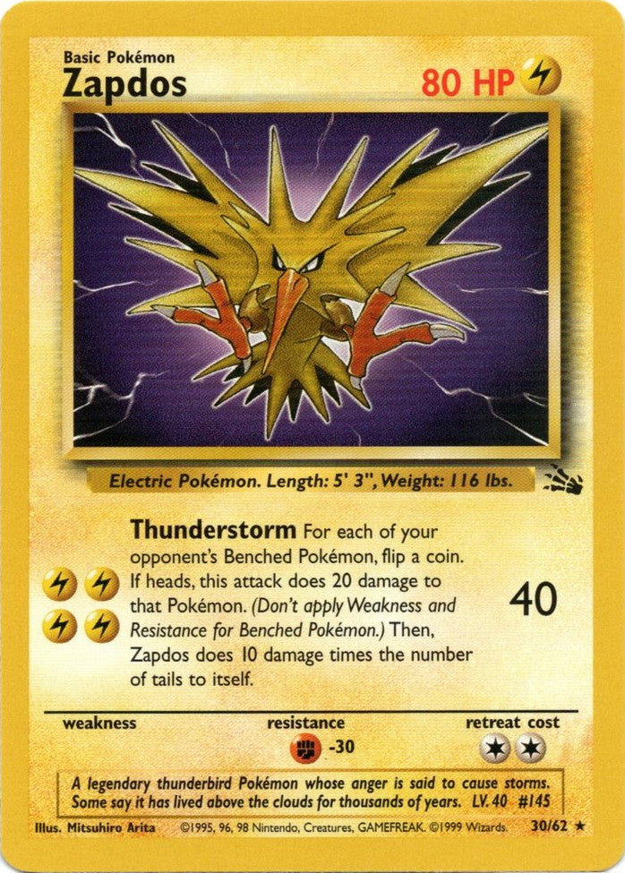 Zapdos (30/62) [Fossil Unlimited] | Deep Dive Games St. Marys