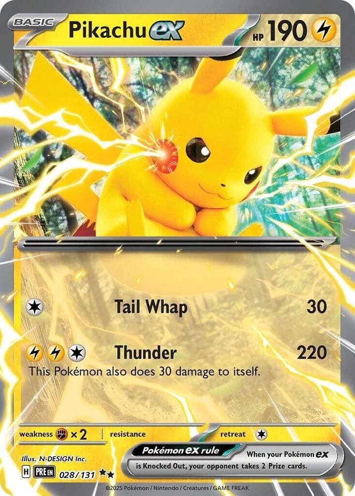 Pikachu ex (028/131) [Scarlet & Violet: Prismatic Evolutions] | Deep Dive Games St. Marys