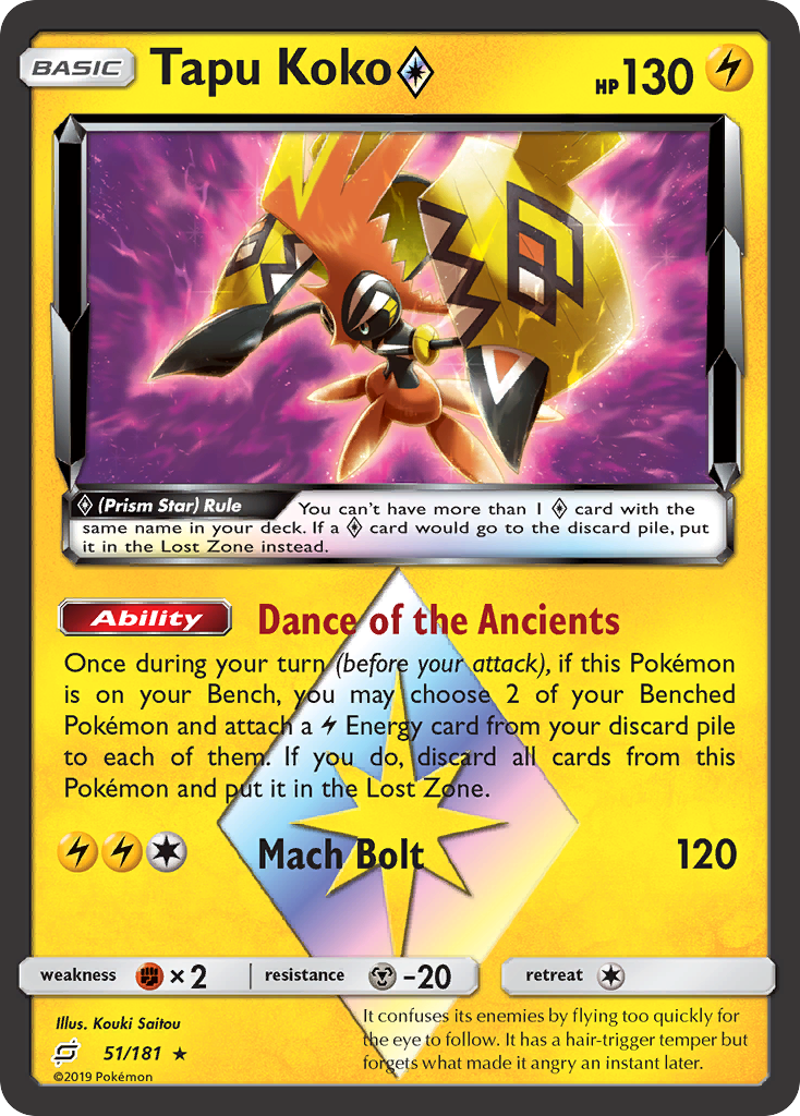 Tapu Koko (51/181) (Prism Star) [Sun & Moon: Team Up] | Deep Dive Games St. Marys