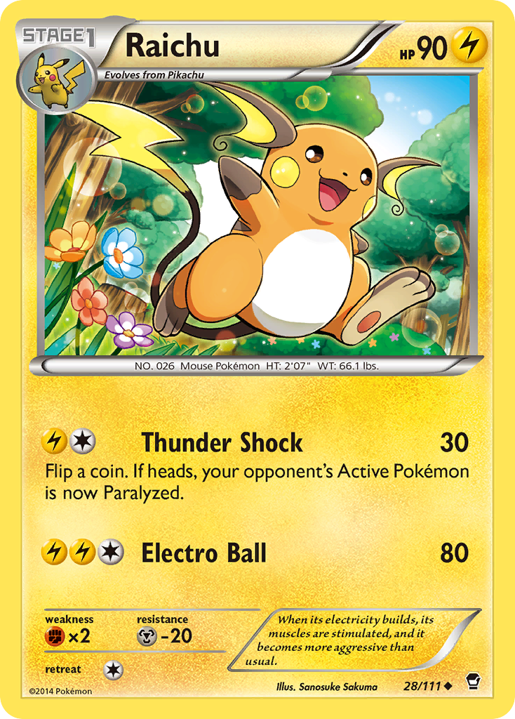 Raichu (28/111) [XY: Furious Fists] | Deep Dive Games St. Marys