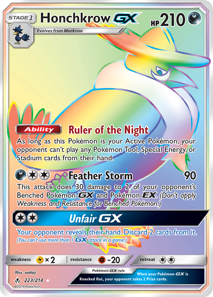 Honchkrow GX (223/214) [Sun & Moon: Unbroken Bonds] | Deep Dive Games St. Marys