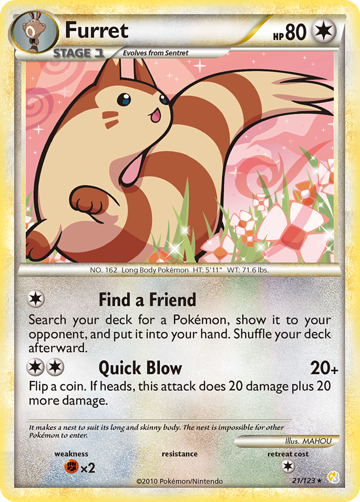 Furret (21/123) [HeartGold & SoulSilver: Base Set] | Deep Dive Games St. Marys