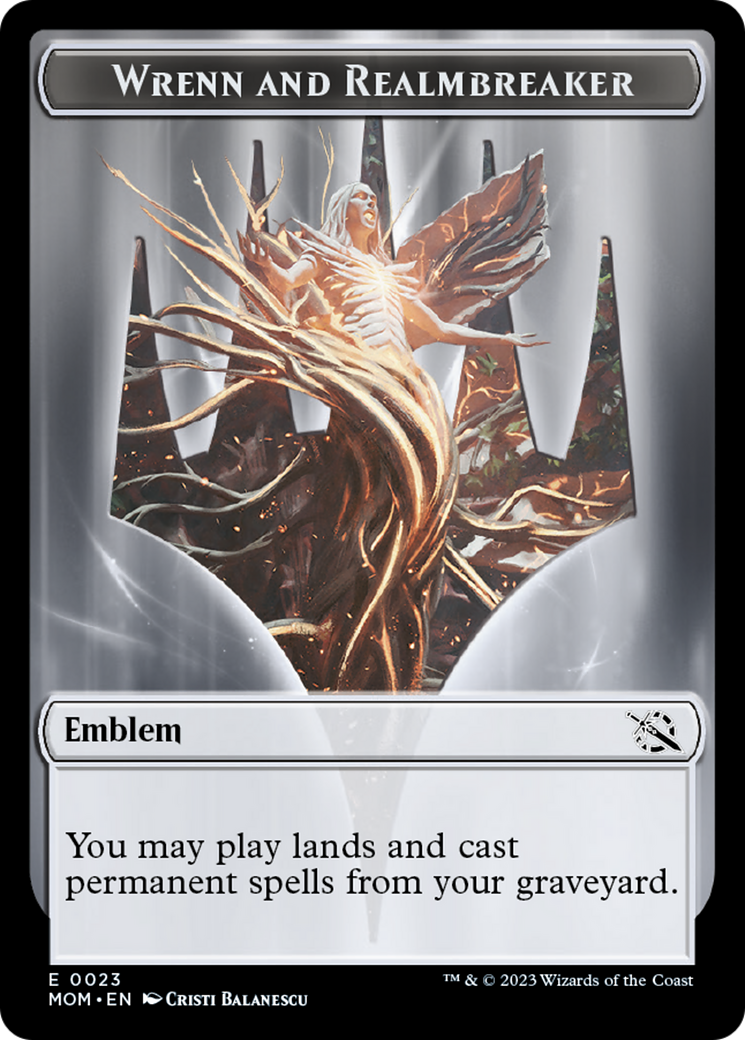 Phyrexian Myr // Wrenn and Realmbreaker Emblem Double-Sided Token [March of the Machine Tokens] | Deep Dive Games St. Marys