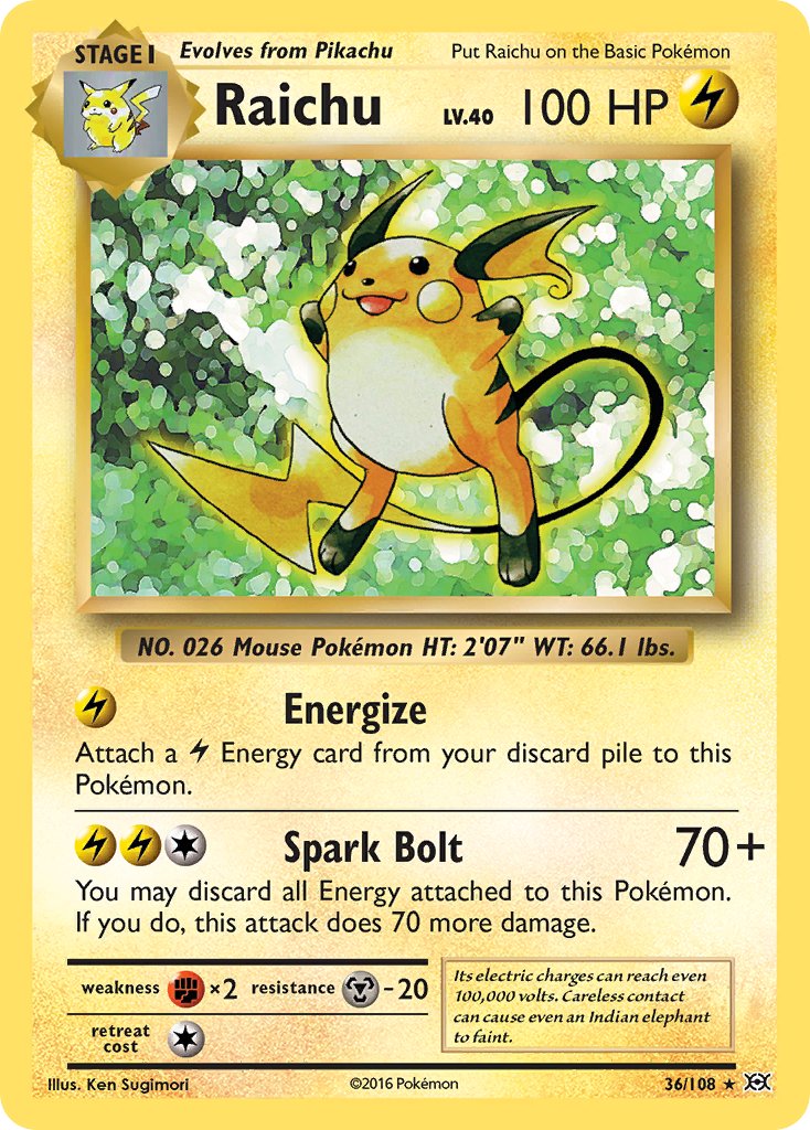 Raichu (36/108) (Theme Deck Exclusive) [XY: Evolutions] | Deep Dive Games St. Marys