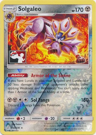 Solgaleo (142/236) (Pokemon Club Special Print) [Sun & Moon: Cosmic Eclipse] | Deep Dive Games St. Marys