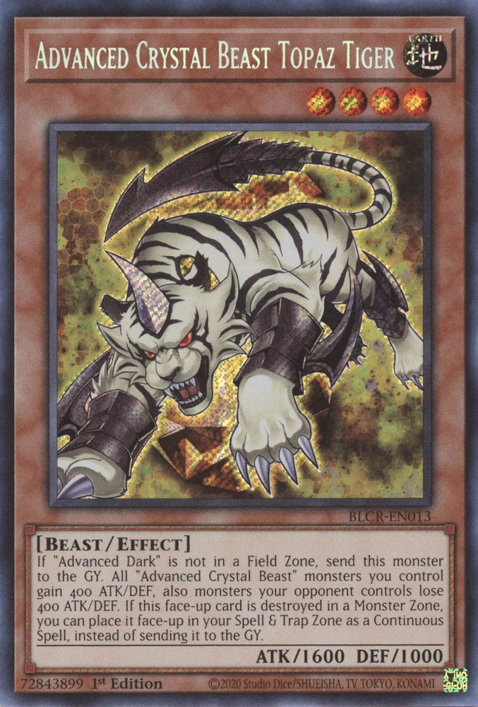 Advanced Crystal Beast Topaz Tiger [BLCR-EN013] Secret Rare | Deep Dive Games St. Marys