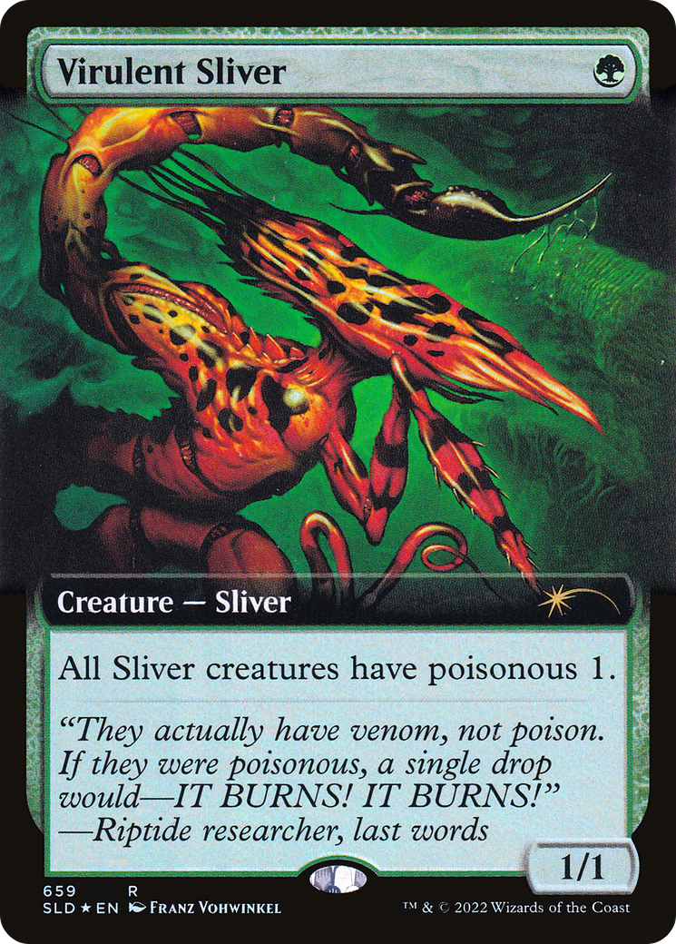 Virulent Sliver (Extended Art) (Step-and-Compleat Foil) [Secret Lair Drop Promos] | Deep Dive Games St. Marys