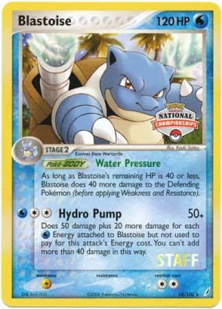 Blastoise (14/100) (National Championship Promo Staff) [EX: Crystal Guardians] | Deep Dive Games St. Marys