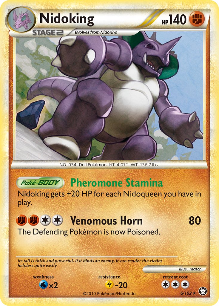 Nidoking (6/102) (Cracked Ice Holo) (Theme Deck Exclusive) [HeartGold & SoulSilver: Triumphant] | Deep Dive Games St. Marys