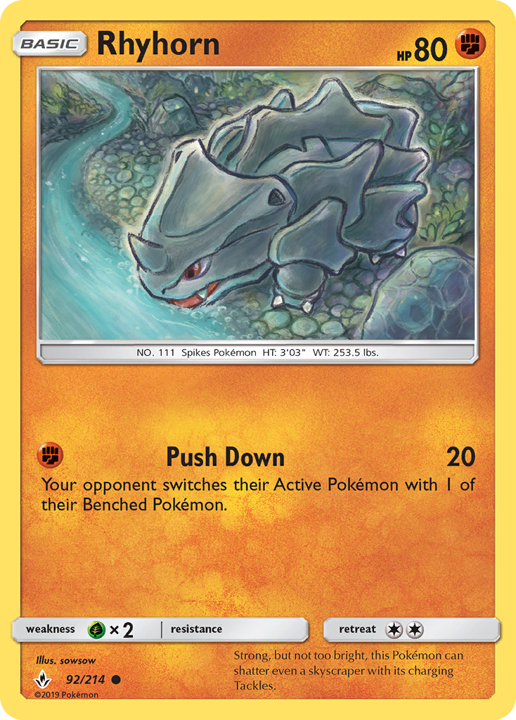 Rhyhorn (92/214) [Sun & Moon: Unbroken Bonds] | Deep Dive Games St. Marys