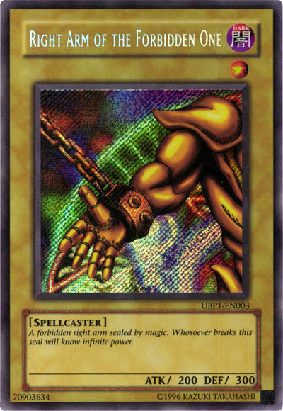 Right Arm of the Forbidden One [UBP1-EN003] Secret Rare | Deep Dive Games St. Marys