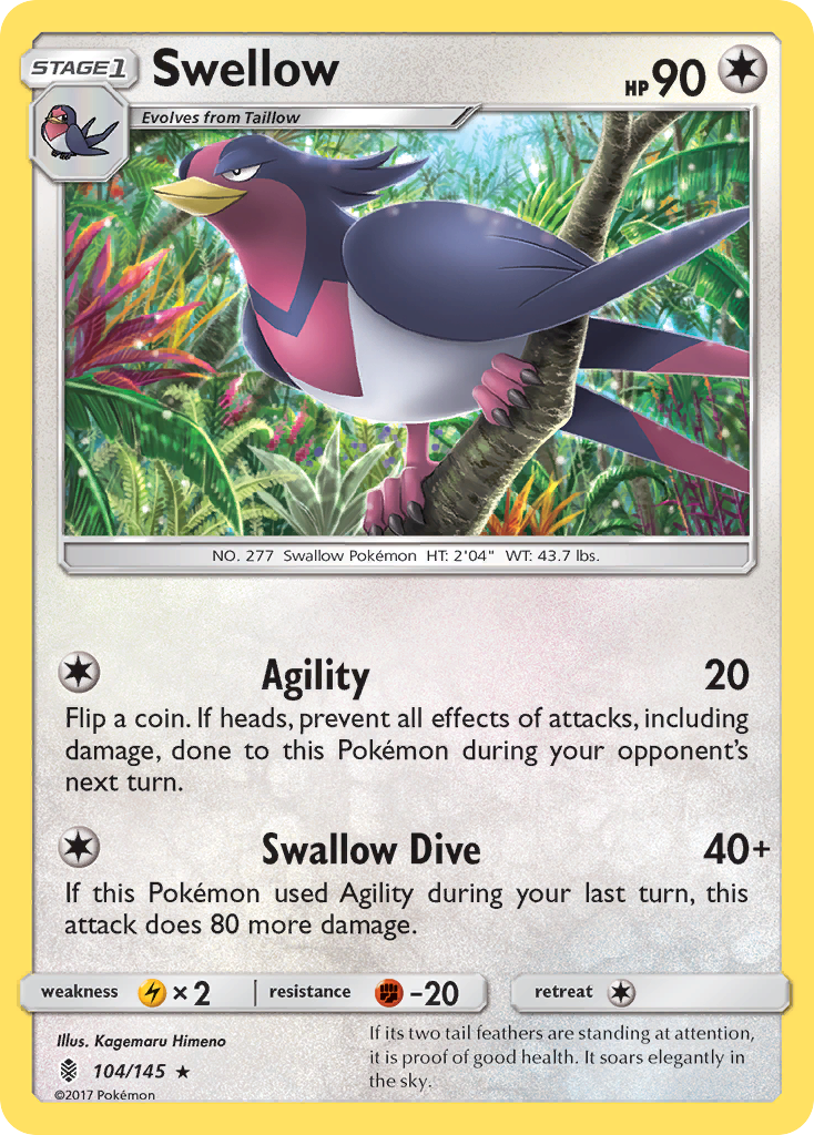 Swellow (104/145) [Sun & Moon: Guardians Rising] | Deep Dive Games St. Marys