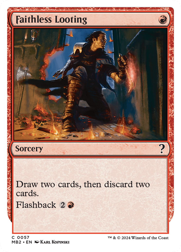 Faithless Looting (White Border) [Mystery Booster 2] | Deep Dive Games St. Marys