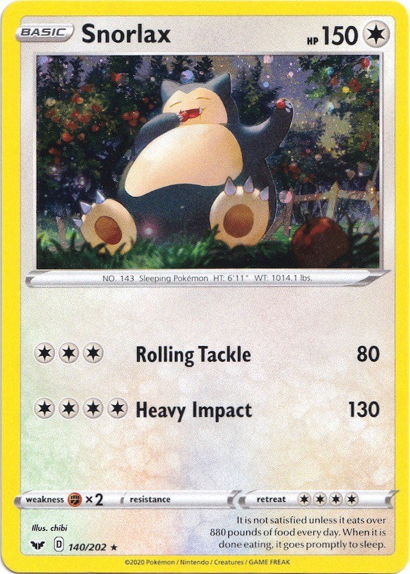 Snorlax (140/202) (Cosmos Holo) [Sword & Shield: Base Set] | Deep Dive Games St. Marys