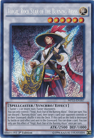 Virgil, Rock Star of the Burning Abyss [MP15-EN187] Secret Rare | Deep Dive Games St. Marys