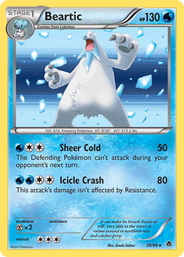 Beartic (30/98) (Cracked Ice Holo) (Blister Exclusive) [Black & White: Emerging Powers] | Deep Dive Games St. Marys