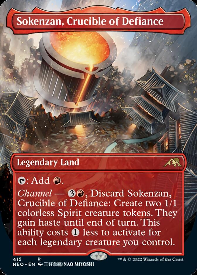 Sokenzan, Crucible of Defiance (Borderless Alternate Art) [Kamigawa: Neon Dynasty] | Deep Dive Games St. Marys