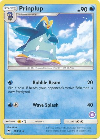 Prinplup (33/156) (Deck Exclusive #13) [Sun & Moon: Trainer Kit - Alolan Sandslash] | Deep Dive Games St. Marys