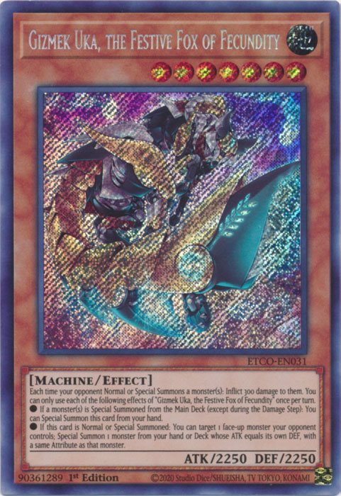 Gizmek Uka, the Festive Fox of Fecundity [ETCO-EN031] Secret Rare | Deep Dive Games St. Marys