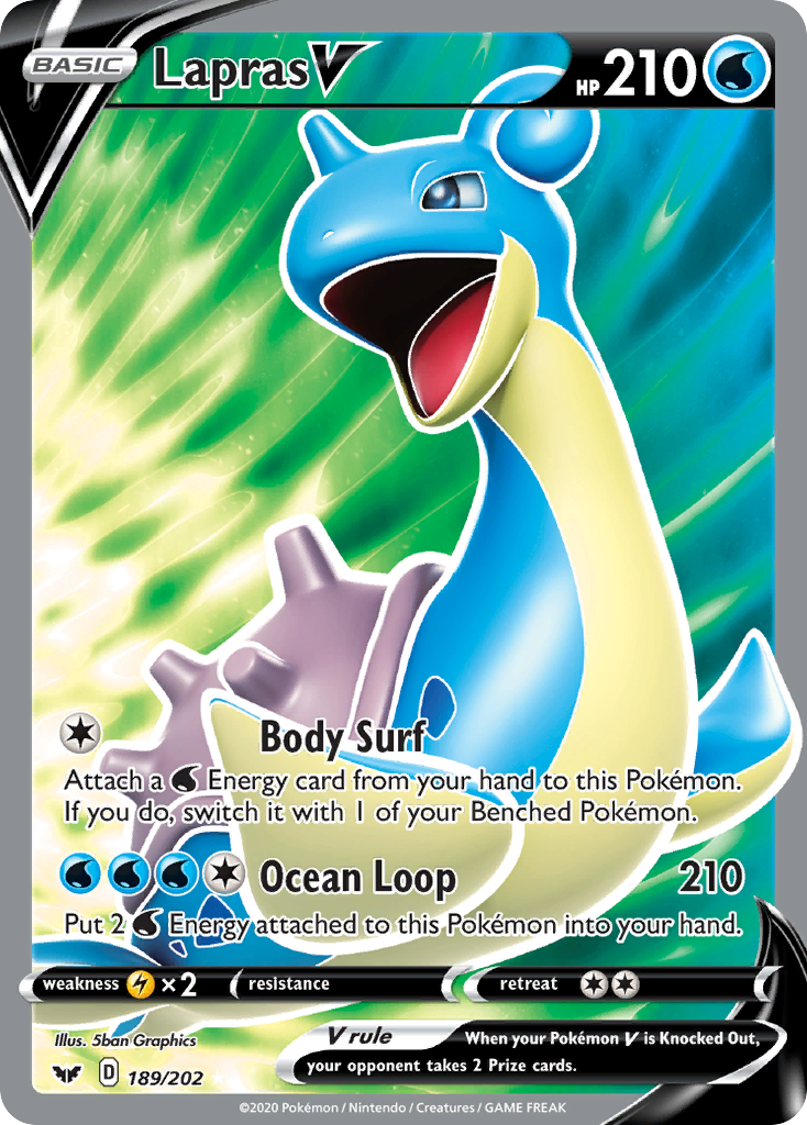 Lapras V (189/202) [Sword & Shield: Base Set] | Deep Dive Games St. Marys