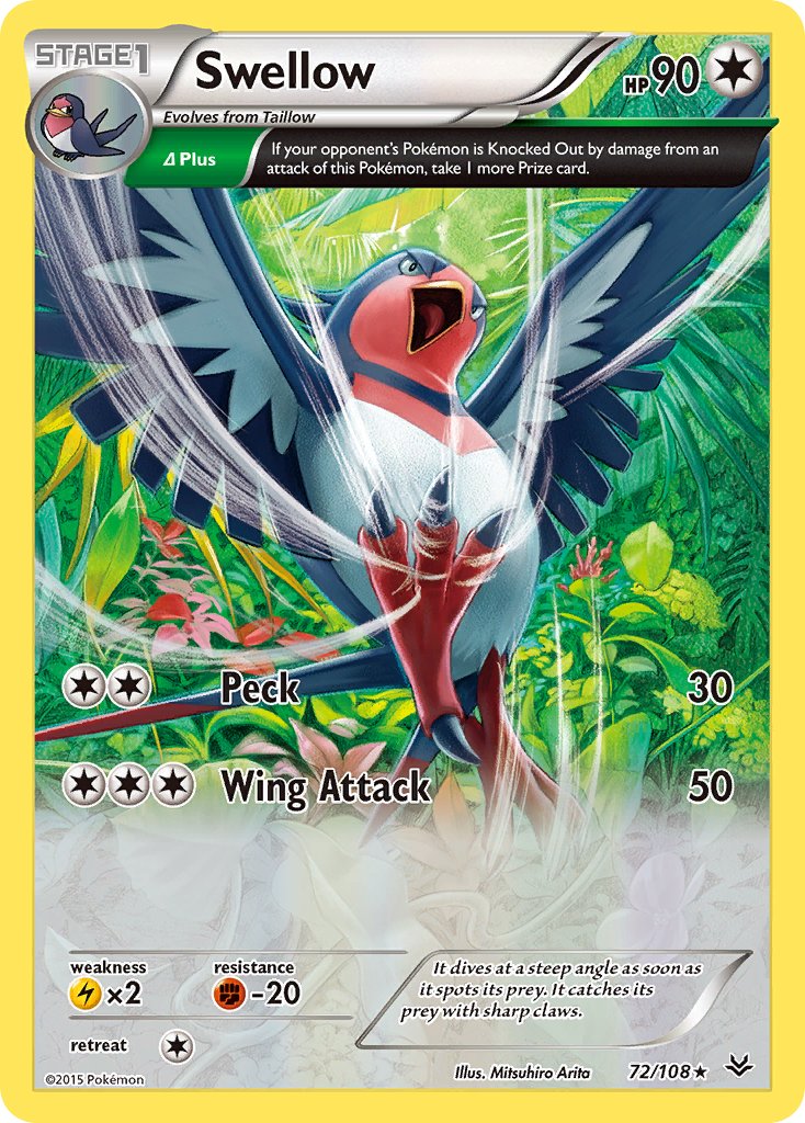 Swellow (72/108) (Theme Deck Exclusive) [XY: Roaring Skies] | Deep Dive Games St. Marys