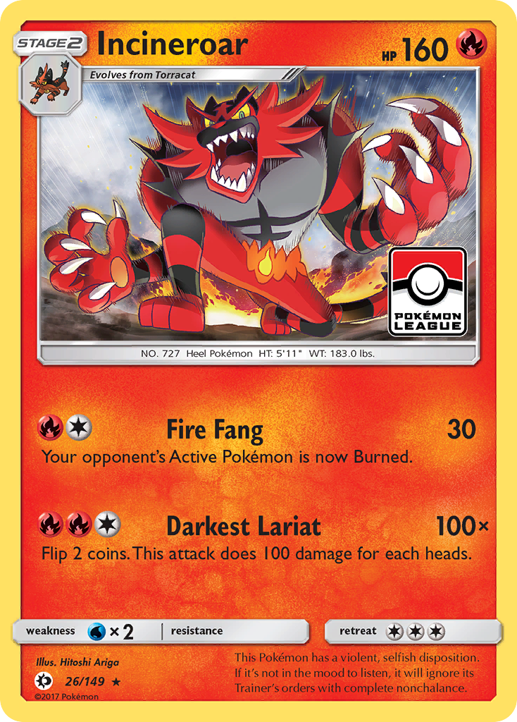 Incineroar (26/149) [Sun & Moon: Base Set] | Deep Dive Games St. Marys